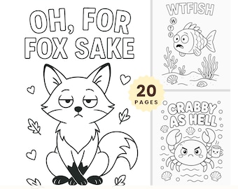 Funny Coloring Book | Printable Digital Coloring Pages PDF and PNG