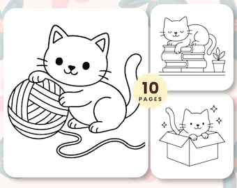 Cat Coloring Book | Printable Animal Coloring Pages PDF and PNG