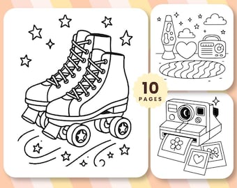 Livre de coloriage rétro vintage | Pages de coloriage girly faciles et audacieuses