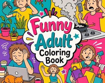 Libro para colorear divertido para adultos, páginas con humor para aliviar el estrés (PDF PNG)