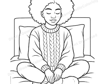 Self Care Moments Coloring Book Printable PDF, Cozy Relaxing Pages for Women, Mindfulness Coloring, Self Love Digital Download