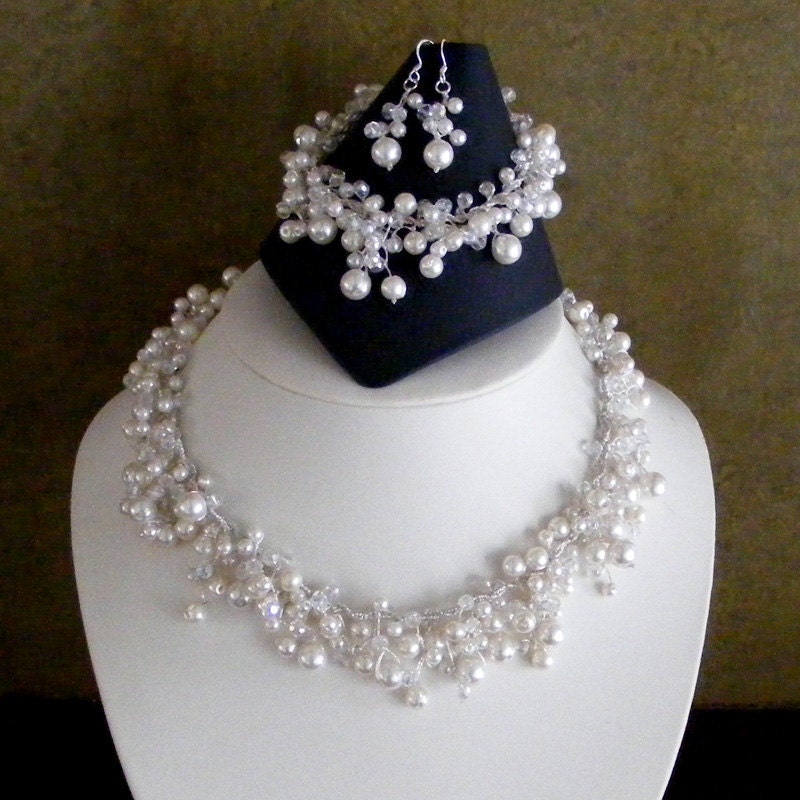 Bridal Jewelry Set Pearl Jewellery Set White Jewelry Set Etsy