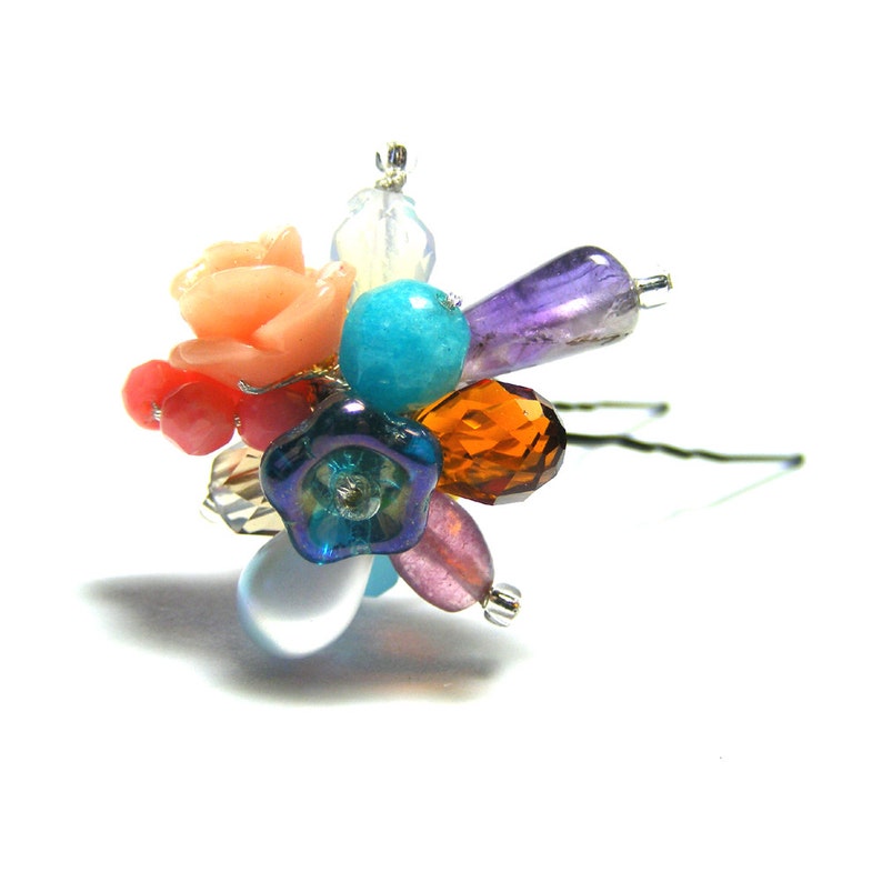 Rose Hair Pin Colorful Hair Pin Cluster Hair Pin Floral Etsy