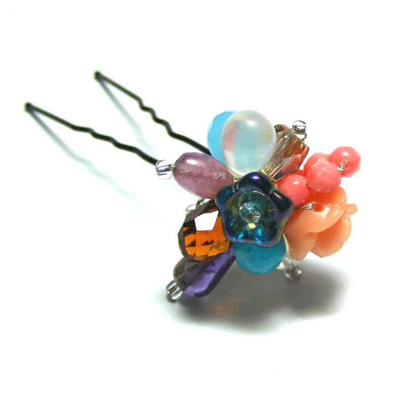 Rose Hair Pin Colorful Hair Pin Cluster Hair Pin Floral Etsy