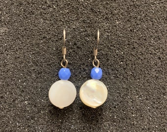 Blue & Mother of Pearl Earrings Small