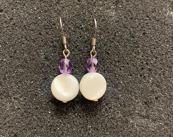 Lavender & Mother of Pearl Earrings Small
