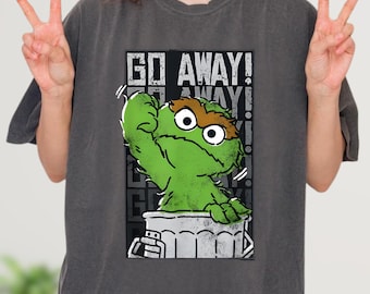 Oscar the Grouch Go Away Shirt,  Political Protest, Save Public Broadcasting, Hands-Off Tee, Retro Public Broadcasting Service Tee