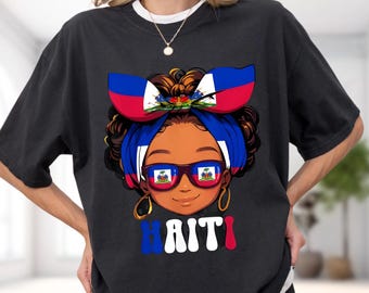 Camiseta de Haití, camiseta de mujer con la bandera haitiana, ropa de orgullo patriótico