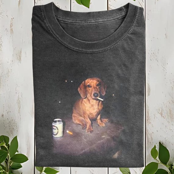 Funny Dachshund Smoking Meme T-shirt, Gen Z Joke Tee, Dog Meme Tee, Funny Dachshund Shirt, Funny Weiner Dog Merch, Gift For Dog Lover