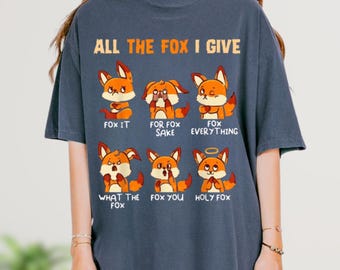 Camiseta divertida "Todo lo que doy es sin zorro", linda camiseta de regalo de cumpleaños para fanáticos de los zorros, divertida camiseta educativa para amantes de los animales espirituales de los zorros, regalo de fiesta.