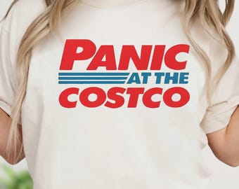 Camisetas vintage de "Pánico en Costco", camiseta retro de Costco, amantes de Costco, camiseta divertida de Costco, camiseta lavada extragrande, regalos de Costco