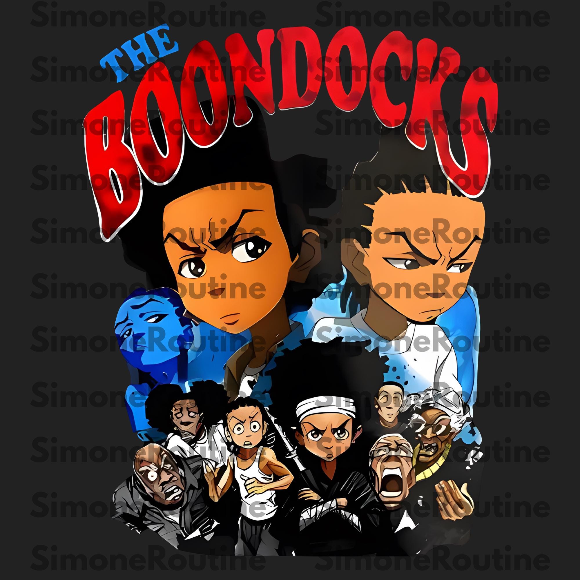 1pc The Boondocks Animated Characters Print Png for Men, Women, Breathable Cotton Png, Download Digital