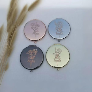 Engrave Compact Mirror, Pocket Mirror, Bridesmaid Gift, Wedding Gift, Makeup Mirror, Portable Mirror,Bridal Party Gift,Birthday Gift for Her