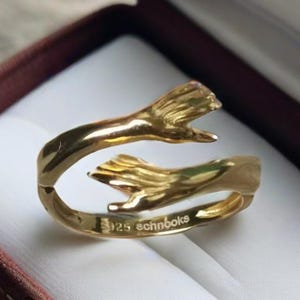 Gegraveerde 14K gouden knuffelringen voor mannen en vrouwen, sterlingzilveren ring, trouwring, dikke ring, vriendschapsring, verjaardagscadeau voor haar