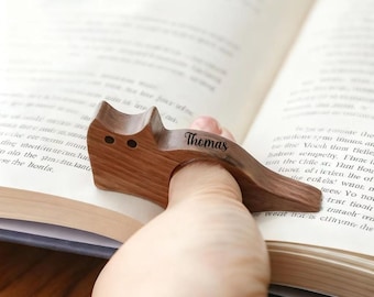 Engraved Walnut Wood Bookmark, Cat or Dog Page Holder, Teacher Appreciation Gift