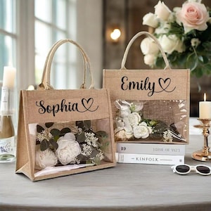 Personalized Bridesmaid Handbag Beach Bag Jute Tote Bag Burlap Bag Summer Bags Bridesmaid Proposal Bachelorette Party Birthday Gift for Her