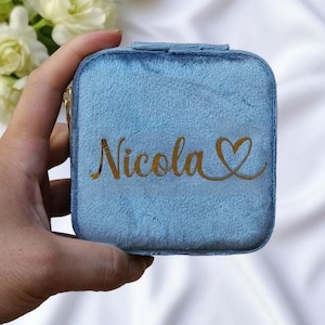 Personalized Velvet Jewelry Box, Jewelry Storage, Jewelry Organizer, Travel Jewelry Box Case, Bridesmaid Proposal, Birthday Gift for Her