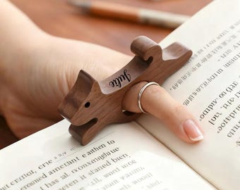 Custom Dog Cat Bookmark, Walnut Wood Animal Bookmark, Book Page Holder, Teacher Appreciation Gift