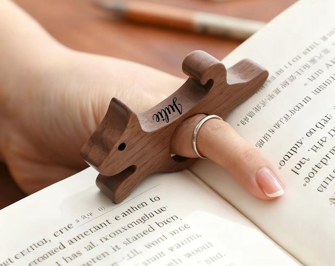 Custom Dog Cat Bookmark, Walnut Wood Animal Bookmark, Book Page Holder, Teacher Appreciation Gift