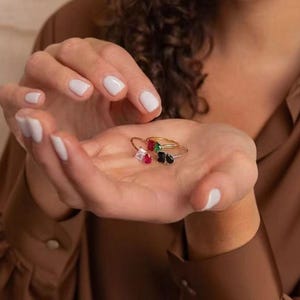 Custom Heart Birthstone Ring, S925 Sterling Silver, Family Keepsake