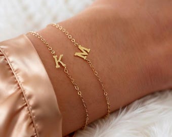 Custom Initial Bracelet Bridesmaid, Personalized Valentines Day Gift for Her