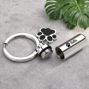 Porte-clés gravé de cendres d'animal de compagnie, porte-clés en acier inoxydable, souvenir de patte de chien, bijou cadeau commémoratif d'animal de compagnie