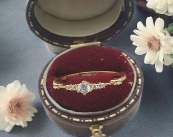 Engraved 14K Gold Plated Diamond Engagement Rings for Women, 925 Sterling Silver Ring,Birthday Gift,Wedding Rings, Gold Toe Ring, Pinky Ring