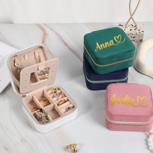 Custom Velvet Jewelry Box, Jewelry Storage Box, Jewelry Organizer, Travel Jewelry Box Case, Bridesmaid Proposal, Gift for Her