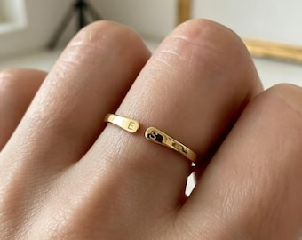 Bague de mariage ajustable gravée pour femme, bague fine en or empilable, cadeau personnalisé pour la Saint-Valentin.