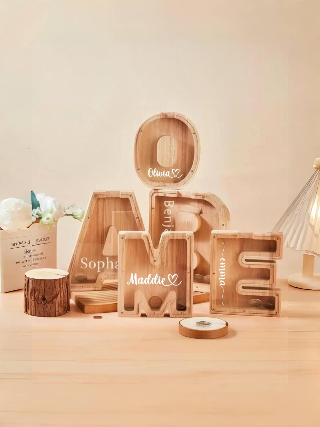 Personalized Wooden Piggy Bank, Baby Shower Gift,custom Coin Bank ...