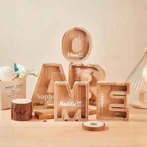Personalized Wooden Piggy Bank, Baby Shower Gift,Custom Coin Bank, Wooden Coin Bank,Christmas Gift,Money Box, Letter Bank,Baby Boy Girl Gift