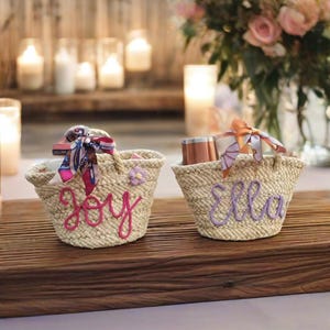 Personalized Bridesmaid Straw Handbag, Summer Tote, Beach Bag