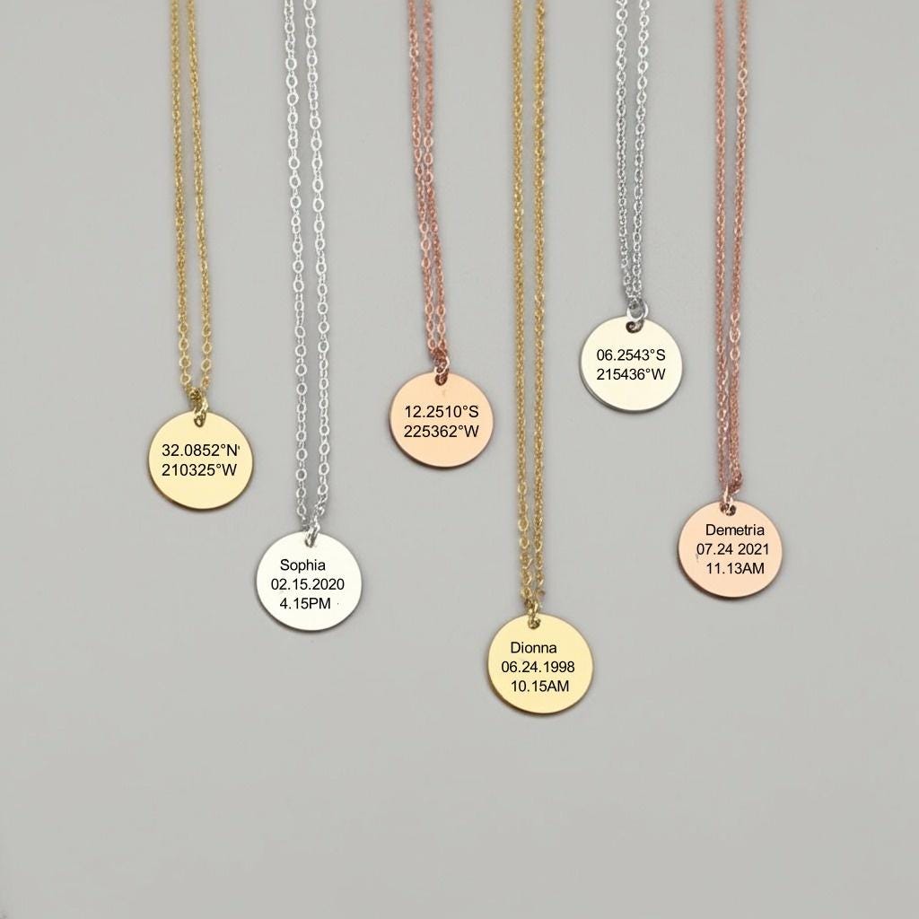 Personalized GPS Tracking Necklace, Engraved Name Necklace, Custom Name Necklace, Personalized Necklace Gift, Birthday Gift For Her