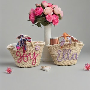Benutzerdefinierte Stroh Strandtasche für Frauen, Brautjungfer Tasche, Handtasche, Einkaufstasche, personalisierte Stroh Strandtasche, Sommertasche, Geburtstagsgeschenk für sie, Geschenk für Frau