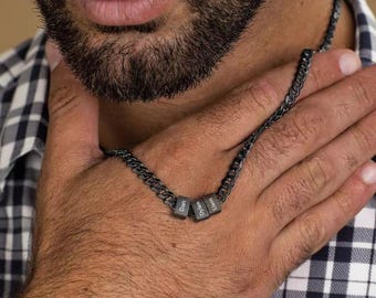 Collar Cuba personalizado para hombre con apellido, collar con nombre de niño, regalo para papá, regalo personalizado, regalo para papá, regalo para el Día del Padre