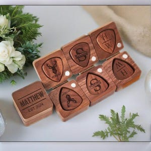 Custom Engraved Guitar Picks, Personalized Guitar Pick Holder, Musician Gift, Guitar Player Gift, Guitar Pick Case, Guitar Accessories