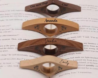 Custom Engraved Walnut Wood Bookmark, Personalized Thumb Book Holder