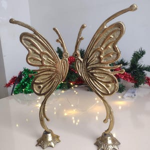 Butterfly Brass Statue Set Brass Butterfly Figurine, Decorative Brass Butterfly, Butterfly Brass Sculpture, Brass Butterfly Art, Pair of Two