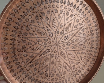 Bandeja redonda de cobre cocina de cobre bandeja vintage mesa de café bandeja decorativa bandeja artes y artesanía regalo del día de la madre regalo de aniversario