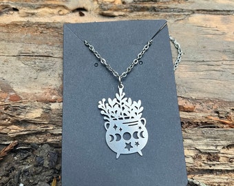 Cauldron Full of Herbs Stainless Necklace