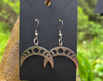 Moon phases stainless steel earrings