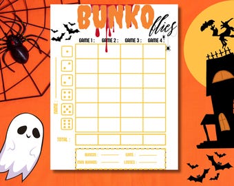 Lot Bunco Halloween, temas festivos, conjunto ideal para una velada Bunco d'Halloween, Cartes de score Bunco, velada de octubre Bunco