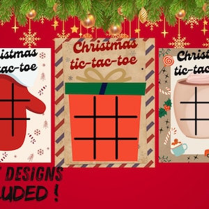 Jeu de Noël imprimable : carte de tic-tac-toe Joyeux Noël, activités festives à télécharger instantanément.