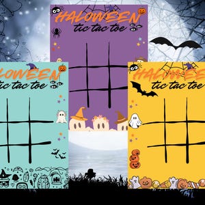 Jeu imprimable de Tic-Tac-Toe Halloween - Atividades Mignonnes et Effrayantes, Temas Fantômes et Citrouilles, Téléchargement Immédiat