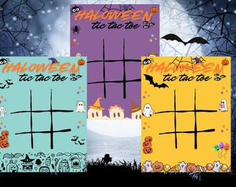 Juego imprimible de Tic-Tac-Toe Halloween - Actividades Mignonnes et Effrayantes, Thèmes Fantômes et Citrouilles, Téléchargement Immédiat