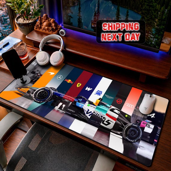 F1 Racing Car Desk Mat, Motorsport All Teams Mouse Pad, Grand Prix Extended Desk Pad, Race Fan Gift, Speed Sport Mouse Pad, F1 Fan Decor