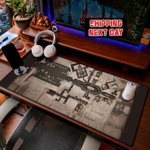 Tappetino da scrivania con mappa di sopravvivenza nel deserto, tappetino per mouse Arrakis XL, tappetino da scrivania esteso con mappa del gioco Dune, regalo per giocatori MMO di sopravvivenza, tappetino per mouse con mappa della sabbia, decorazione per la scrivania