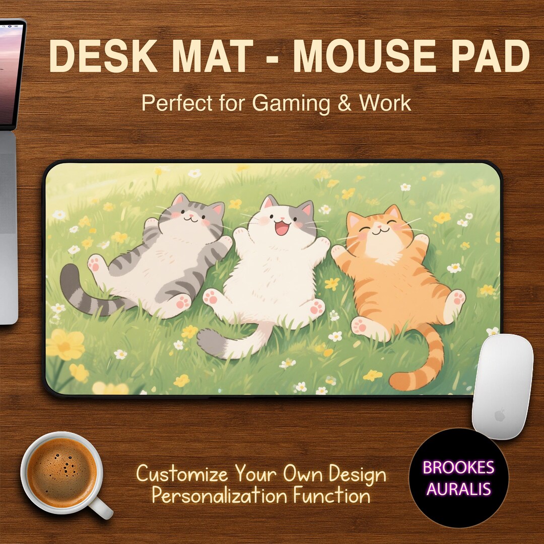 Autumntime Cat Nap Desk Mat, Anime Desk Mat, Kawaii Desk Mat, Large ...