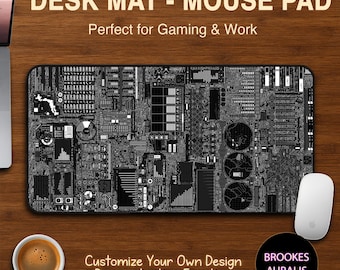 Cyberpunk Circuit Board Desk Mat, Futuristic Tech Mouse Pad for Gamers & Programmers, Custom Desk Pad All Sizes 9x7 12x18 12x22 16x32, Game