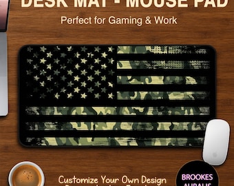 Army Camo USA Flagge Schreibtischmatte, Green Camo US Flagge Mauspad, Schreibtischunterlage American Camouflage, Militär Mausmatte, Benutzerdefinierte Schreibtischmatte, Geschenk für Ihn